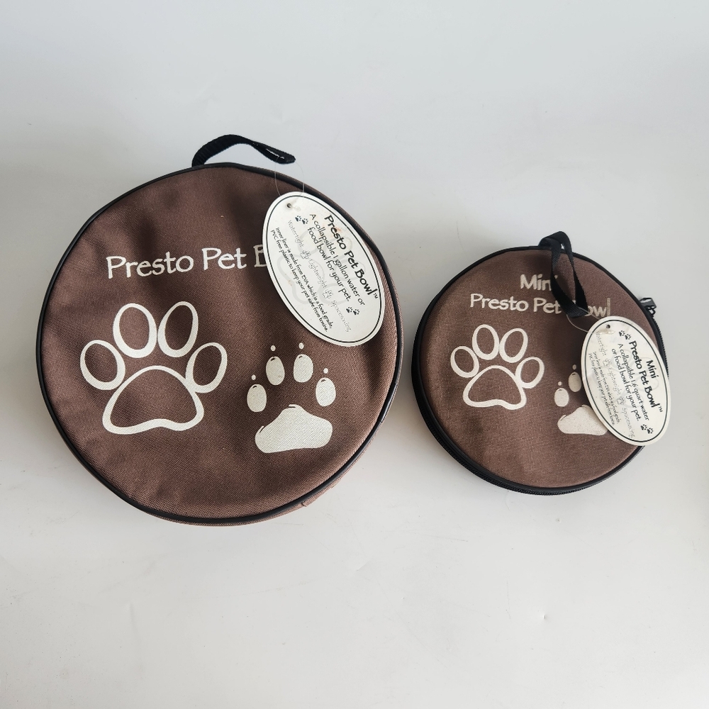 (2) Travel Collapsible Pet Dog Bowl w/ Storage Case (1) Gallon  (1.6) Quart NEW